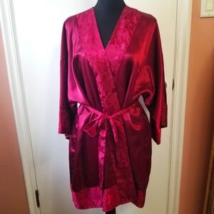 VICTORIA'S SECRET VINTAGE GOLD LABEL Burgundy Robe Jacquard One Size